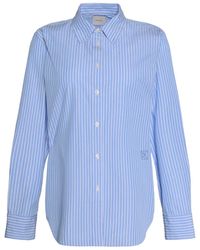 Calvin Klein - Light Vertical Striped Poplin Shirt With Classic Collar - Lyst