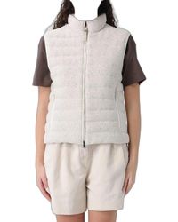 Brunello Cucinelli - Padded Cotton Waistcoat With Sequins And Precious Details - Lyst