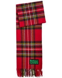 Barbour - Check Pattern Wool Scarf - Lyst