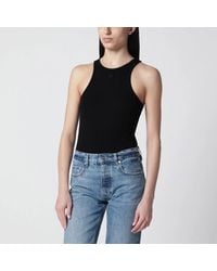 Anine Bing - Ribbed Tank Top With Logo Embroidery - Lyst