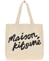 Maison Kitsuné - Cream Canvas Shopping Bag - Lyst
