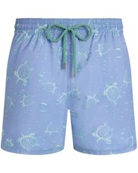 Vilebrequin - Swim Shorts With Turtle And Water Bubble Print And Matching Pouch - Lyst