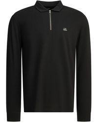 C.P. Company - C.P.Company Half-Zip Polo Shirt With Logo - Lyst