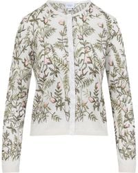 Giambattista Valli - Ivory Cashmere And Silk Cardigan With Floral Embroidery - Lyst