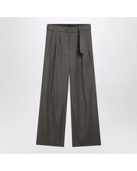 Dries Van Noten - Khaki Wide-Leg Cotton Trousers - Lyst