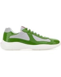 Prada - Two-Tone Leather And Fabric America S Cup Sneakers - Lyst