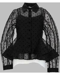 Ganni - Shirt Peplum Organza Recycled Polyester - Lyst
