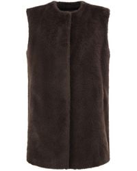 Herno - Long Faux Fur-Effect Gilet With Round Neckline - Lyst