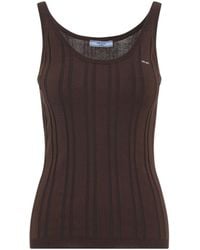 Prada - Tabacco Ribbed Knit Tank Top - Lyst