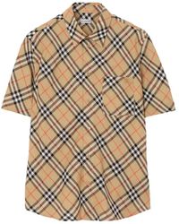 Burberry - Sand Check Linen Shirt - Lyst