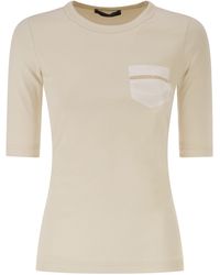 Fabiana Filippi - Stretch Cotton T-Shirt With Elegant Pocket - Lyst