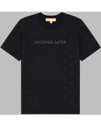 MICHAEL Michael Kors - Studded Logo Cotton T-Shirt - Lyst