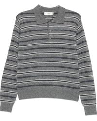 DUNST - Wool Blend Striped Polo Shirt - Lyst