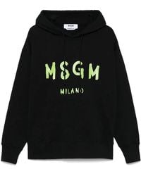 MSGM - Relaxed Fit Logo Print Cotton Hoodie - Lyst
