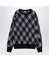 Burberry - Check-Pattern Wool Blend Sweater - Lyst