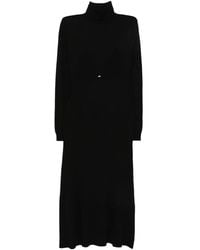 Elisabetta Franchi - Wool Blend Dress With High Neck - Lyst