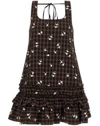 Ganni - 'Check Flower' Dress - Lyst