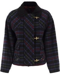 Fay - Checked Wool-Blend Jacket With Hook Fastenings - Lyst