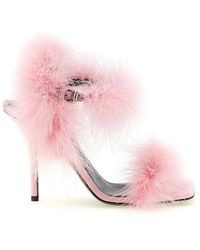 Moschino - Satin Sandals And Feathers - Lyst