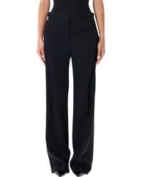 Stella McCartney - Pleated Straight Wool Trousers - Lyst