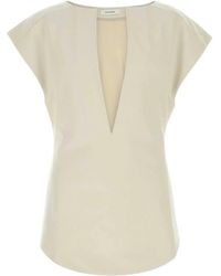 Entire studios - Sand Stretch Polyester Blend Deep Vee Tank Top - Lyst
