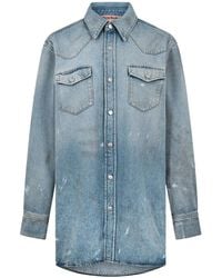 Acne Studios - Karty Distressed Denim Overshirt - Lyst