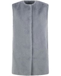 Herno - Long Faux Fur-Effect Gilet With Round Neckline - Lyst