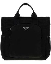 Prada - Black Fabric Shopping Bag - Lyst