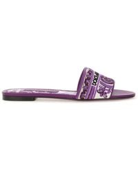 Dolce & Gabbana - Dolce & Gabbana Slide Sandal With Embroidery - Lyst