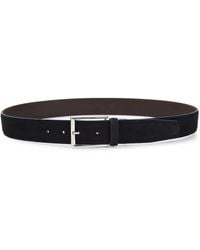Canali - Blu Suede Leather Belt - Lyst