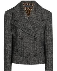 Dolce & Gabbana - Short Oversized Striped Jacket Wool - Lyst