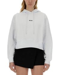 MSGM - Logo Hood Sweatshirt - Lyst