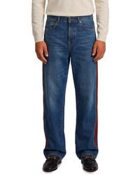 Gucci - Cotton Denim Trousers With Web Insert - Lyst