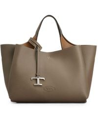 Tod's - Tods Mini T Timeless Tan Handbag - Lyst