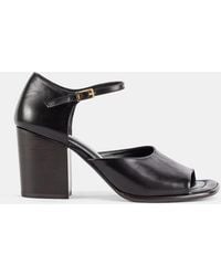 Lemaire - Sandale À Talon Bloc En Cuir Végétal Brillant Square Heeled 80 Noir - Lyst