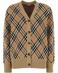 Burberry - Embroidered Wool Blend Cardigan - Lyst