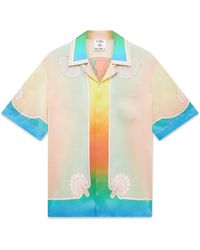 CASABLANCA - Cuban Collar Short Sleeve Shirt - Lyst
