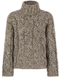 Brunello Cucinelli - Soft Wool, Cashmere And Mohair Turtleneck Sweater With Braided Design - Lyst