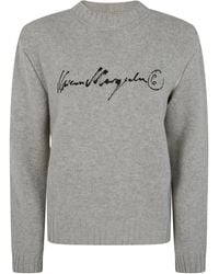 MM6 by Maison Margiela - Knitted Sweater With Logo Lettering - Lyst