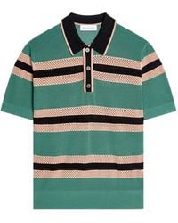 Dries Van Noten - Perforated Mercy Stripe Polo Shirt - Lyst