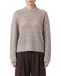 Brunello Cucinelli - Linen Openwork Crew Neck Jumper With Sequins - Lyst
