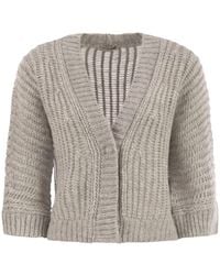Peserico - Wool And Alpaca Mesh Cardigan - Lyst