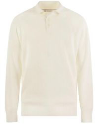 Brunello Cucinelli - Cotton Rib Knit Polo Shirt With Long Raglan Sleeve - Lyst