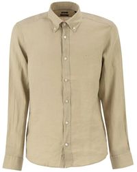 BOSS - Pure Linen Regular Fit Shirt With Button-Down Collar - Lyst