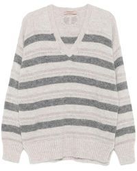 Twinset - Striped V Neck Sweater - Lyst