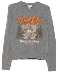 Ganni - Teddy Wool Crewneck Sweater - Lyst