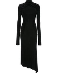 Victoria Beckham - High Neck Gathered Midi Dress - Lyst