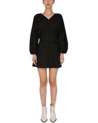 Patou - Solid V Neck Mini Dress - Lyst