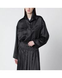 DURAZZI MILANO - Dark Glossy Viscose Shirt Jacket - Lyst