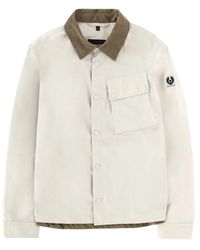 Belstaff - Cotton Button-Front Overshirt With Corduroy Collar - Lyst